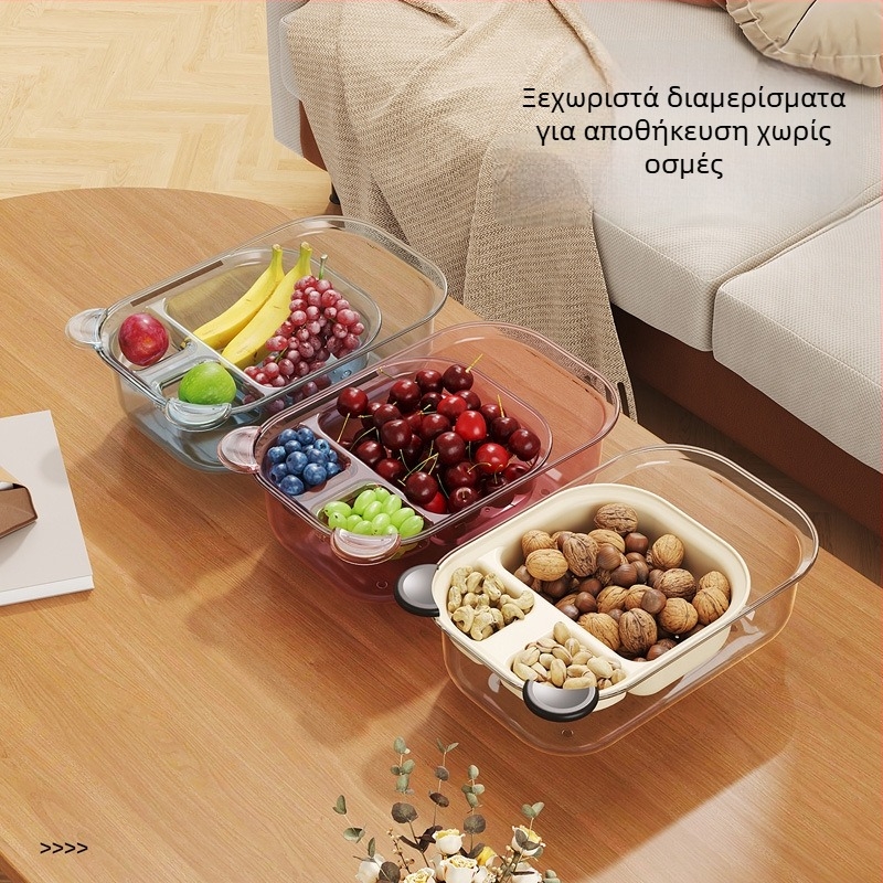 Χαριτωμένο διώροφο κουτί για σνακ και φρούτα με αποστράγγιση για το πλύσιμο φρούτων και λαχανικών