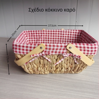Χειροποίητο καλάθι αποθήκευσης από άχυρο με χερούλι – γαλλικού πλεκτού στυλ, ιδανικό για πικ νικ και οικιακή χρήση