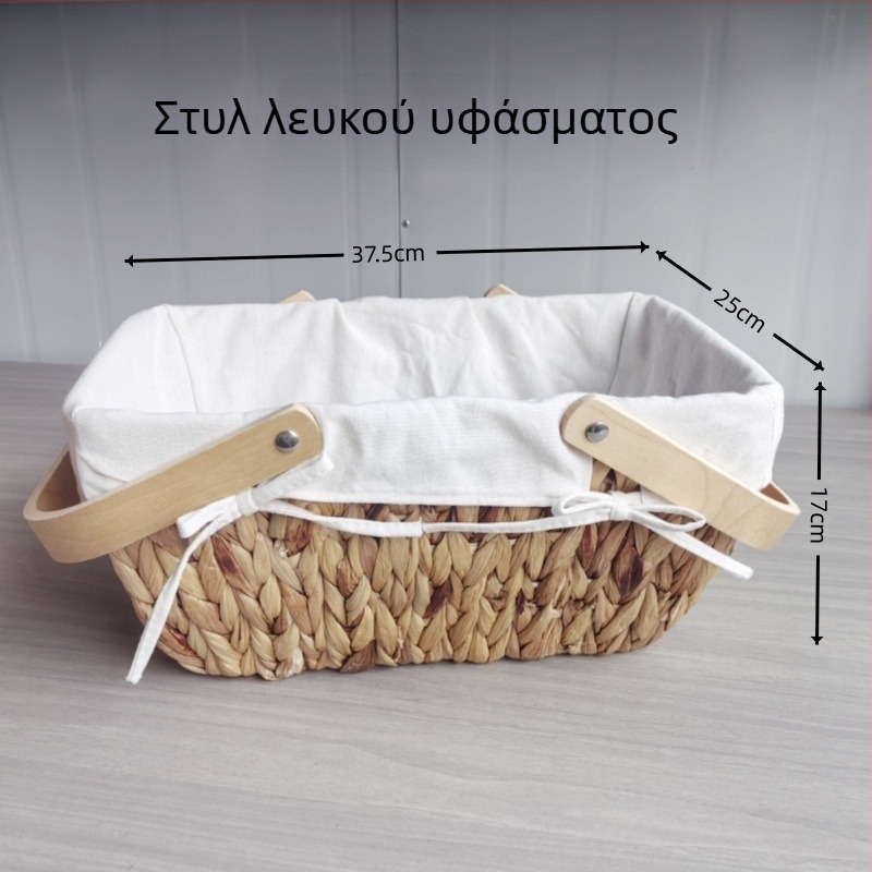 Χειροποίητο καλάθι αποθήκευσης από άχυρο με χερούλι – γαλλικού πλεκτού στυλ, ιδανικό για πικ νικ και οικιακή χρήση