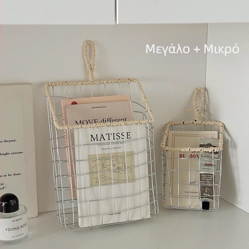 Μεταλλικό υφαντό κρεμαστό καλάθι κουζίνας για αποθήκευση, κρεμαστό στον τοίχο