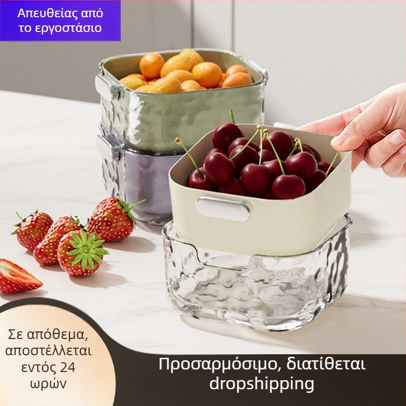 Διπλού επιπέδου καλάθι πλυσίματος λαχανικών με αποστραγγιστικό καλάθι – πολυλειτουργικό καλάθι φρούτων για κουζίνα, μοντέρνος σχεδιασμός