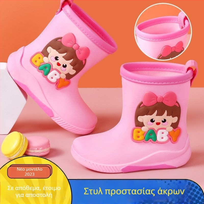 Παιδικά μποτάκια βροχής και παπούτσια νερού με καρτούν, unisex, PVC, άνοιξη-καλοκαίρι