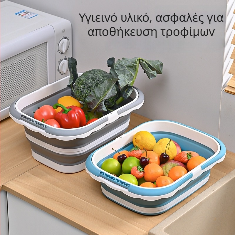 Πολυχρηστικό αναδιπλούμενο καλάθι με χερούλι — για πικνίκ, πλύσιμο, ταξίδια, ψώνια, φρούτα και βρώμικα ρούχα