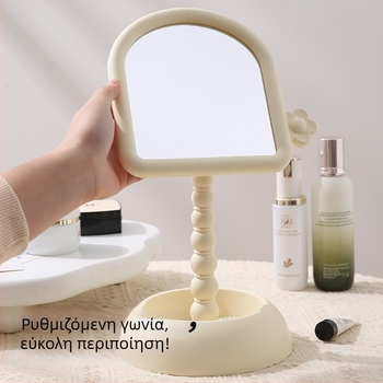 Επιτραπέζιος πλαστικός καθρέφτης μακιγιάζ με περιστρεφόμενη βάση και αποθηκευτικό χώρο για οικιακή χρήση