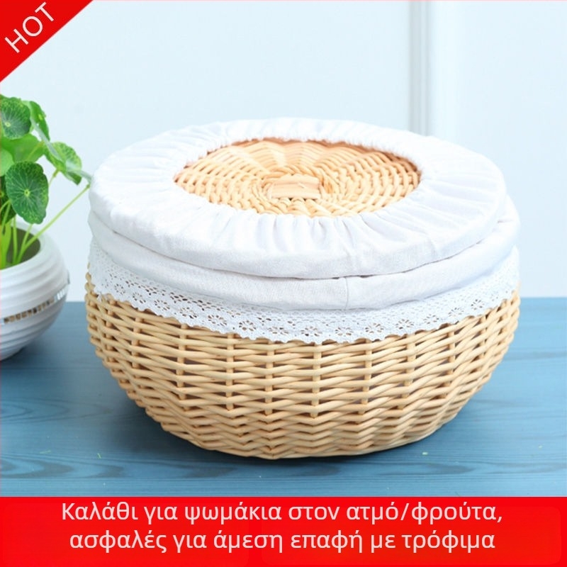 Κλειστό καλάθι από ιτιά για την κουζίνα – αποθήκευση σνακ, φρούτων, αυγών και ψωμιού