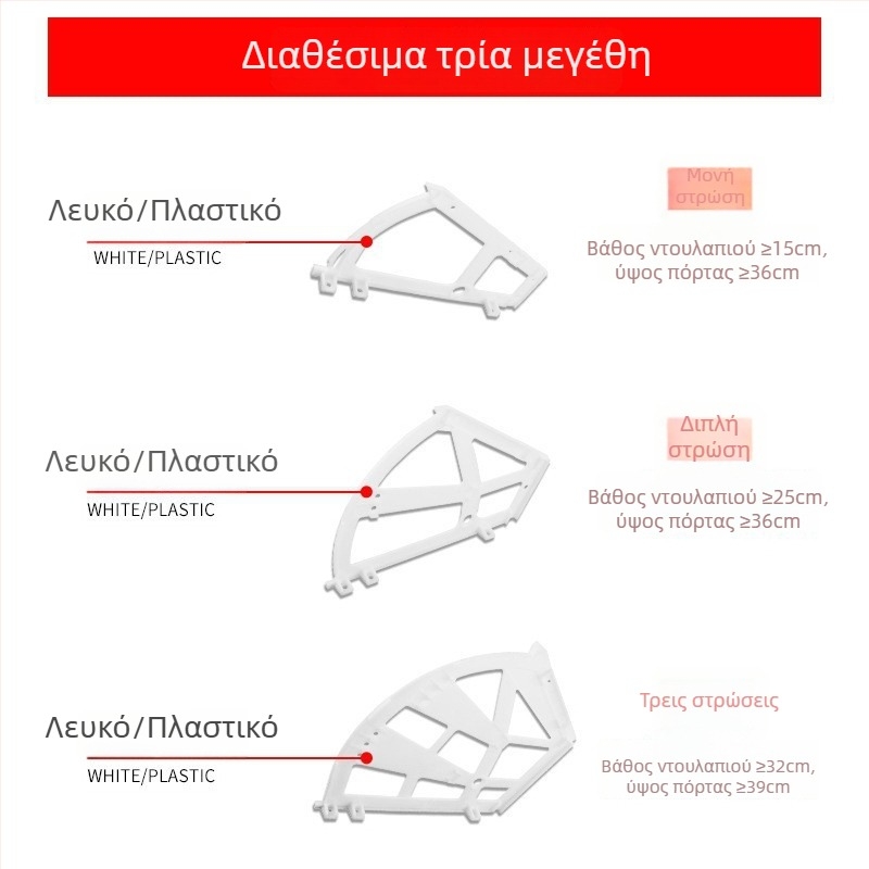 Πλαστικό αναδιπλούμενο ράφι για ντουλάπι παπουτσιών — εξαρτήματα για μονό, διπλό και πολυεπίπεδο ράφι
