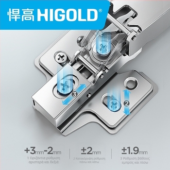 Higold 165° μεντεσές ντουλάπας δύο φάσεων με υδραυλικό αμορτισέρ