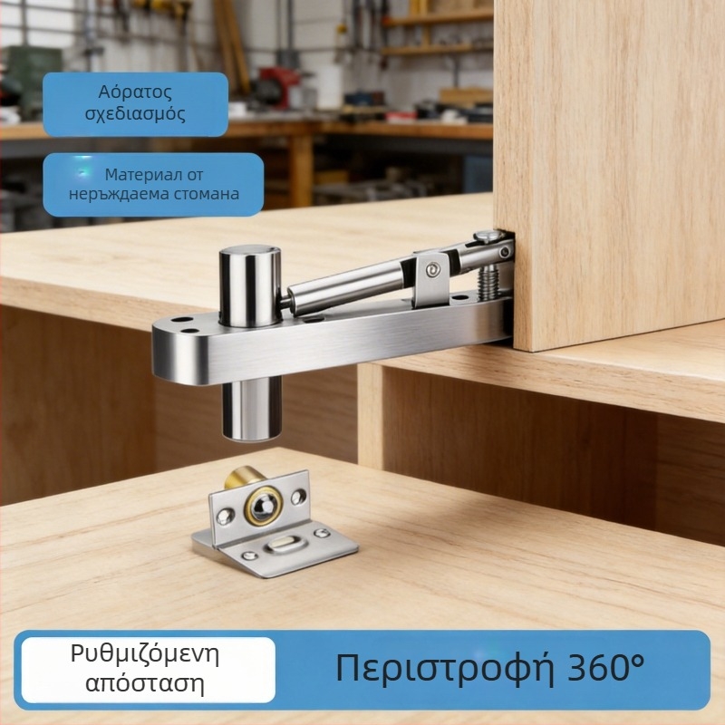Αόρατος μεντεσές πόρτας από ξύλο, 360° ανοξείδωτο ατσάλι, άξονας ουρανού-γης για ντουλάπες, κρυφός επάνω-κάτω μεντεσές