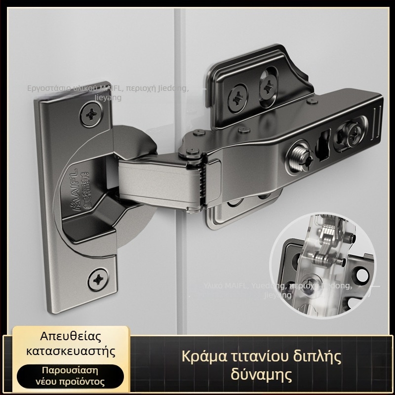 Μεντεσές από κράμα τιτανίου με δύο στάδια απόσβεσης, από ανοξείδωτο χάλυβα, μικρή γωνία, αδιάβροχος, για πόρτες ντουλάπας και γκαρνταρόμπας, κατάλληλος για παχιές και λεπτές πόρτες