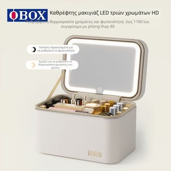 OBOX τσαντάκι καλλυντικών με καθρέφτη, ελαφριά πολυτέλεια, φορητό Instagram-στυλ, 2024