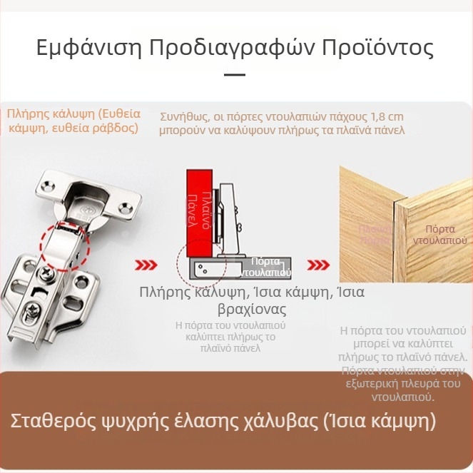 Βαρύς υδραυλικός μεντεσές με αμορτισέρ για ντουλάπες επίπλων