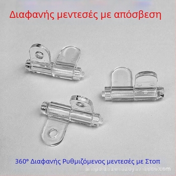 Διαφανής ακρυλικός μεντεσές αποσβεστήρας για μικρές πόρτες ντουλαπιού, αναδιπλούμενος σχεδιασμός με ρυθμιζόμενο μηχανισμό περιορισμού ροπής