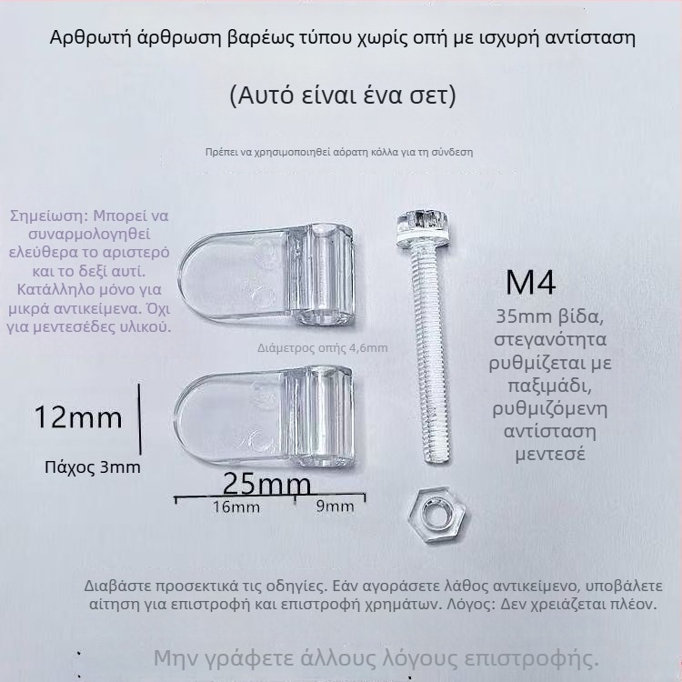 Διαφανής ακρυλικός μεντεσές αποσβεστήρας για μικρές πόρτες ντουλαπιού, αναδιπλούμενος σχεδιασμός με ρυθμιζόμενο μηχανισμό περιορισμού ροπής