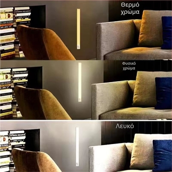 Νέο τρισχρωματικό LED φως κίνησης με μαγνητική αυτοκόλλητη λωρίδα, νυχτερινό φως για γκαρνταρόμπα, ντουλάπι και διάδρομο
