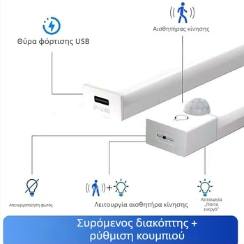 Νέο τρισχρωματικό LED φως κίνησης με μαγνητική αυτοκόλλητη λωρίδα, νυχτερινό φως για γκαρνταρόμπα, ντουλάπι και διάδρομο