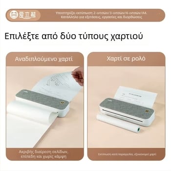 Μίνι εκτυπωτής Α4 για οικιακή χρήση, φορητός εκτυπωτής χωρίς μελάνι για ασκήσεις και φύλλα μελέτης