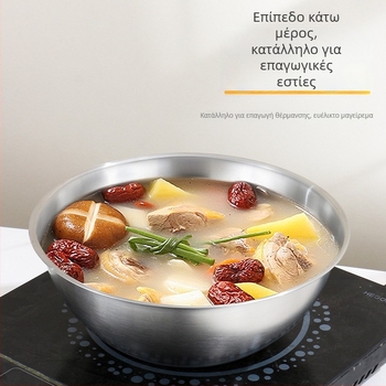 Λεκάνη κουζίνας από ανοξείδωτο ατσάλι με βαθύτερο σχεδιασμό, κατάλληλη για πλύσιμο λαχανικών, χτύπημα αυγών, ζύμωμα ζύμης και προετοιμασία σαλάτας.