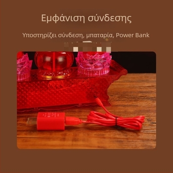 LED ηλεκτρονικό κερί με θυμίαμα και βάση με μοτίβο Θεού της Ευημερίας, τροφοδοσία με μπαταρίες ή από ρεύμα, διπλή χρήση, πολύχρωμο φως
