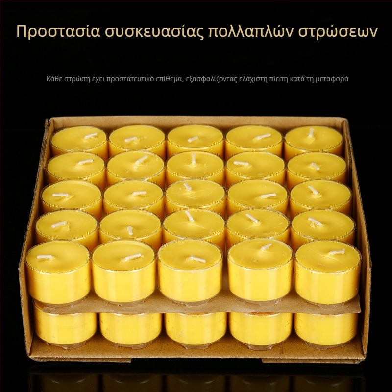 Ατμοσφαιρική λαμπάδα βουτύρου χωρίς καπνό, σετ 50 τεμαχίων, 8ωρη καύση, για οικία και ναό, λαμπάδα με περίβλημα από καουτσούκ, κερί αρωματοθεραπείας