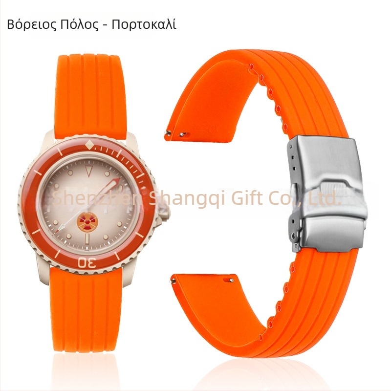 Xiangqi σιλικόνιου λουράκι 22 mm για Swatch Fifty Fathoms σε συνεργασία Baobao Five Oceans Series μηχανικό καταδυτικό ρολόι