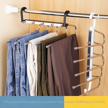 Ράγα παντελονιών από ανοξείδωτο ατσάλι, παχιά και ενισχυμένη, πτυσσόμενη, αντιολισθητική, κατά του χαλάρωσης, πολυεπίπεδη κρεμάστρα για ντουλάπα παντελονιών
