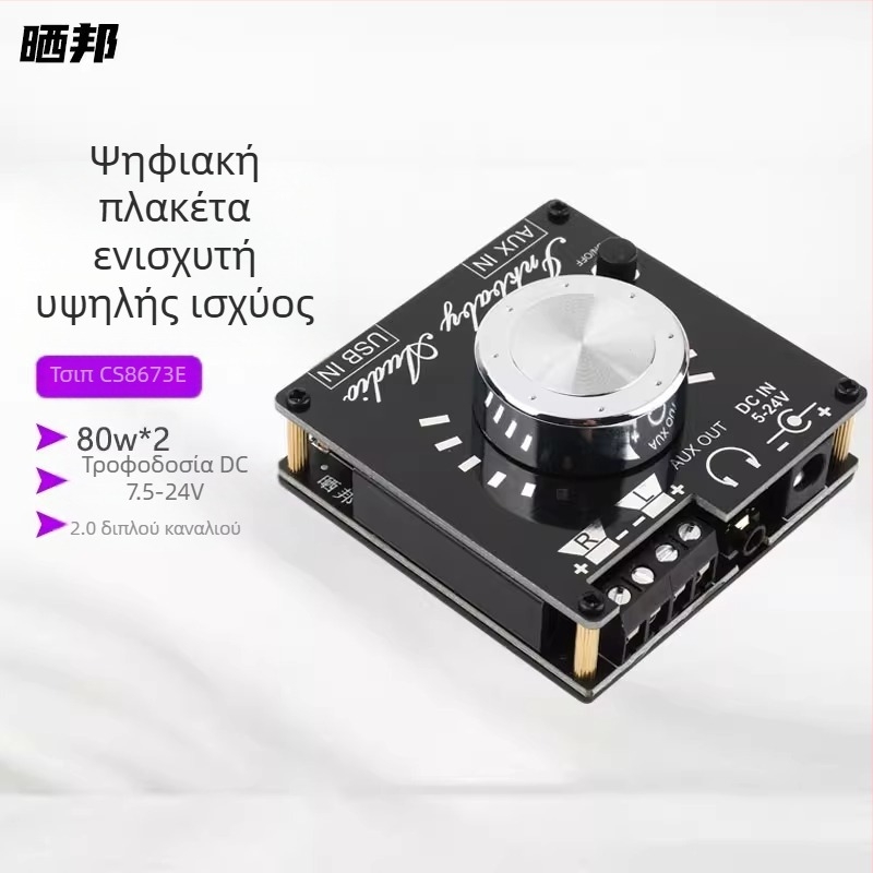 30W×2 | 80W×2 Bluetooth 5.0 Ψηφιακή Πλακέτα Ενισχυτή Ισχύος, Διπλού Καναλιού Στερεοφωνικό Hi-Fi, Είσοδος Ήχου USB
