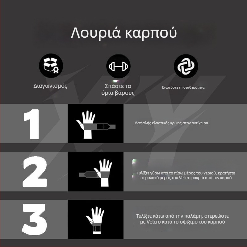 Ανδρικό στηρίγμα καρπού για γυμναστήριο – ελαστικός ιμάντας υποστήριξης για διάστρεμμένο καρπό, προστασία σε ασκήσεις με βάρη και πάγκου