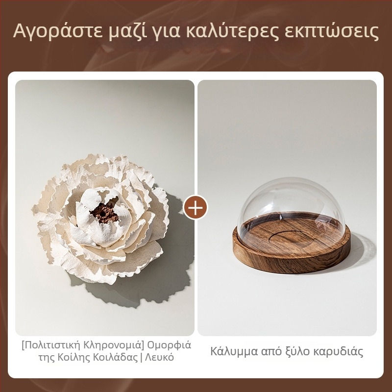 Hi Chun Χειροποίητο πορσελάνινο άνθος πεονίας σε ζεν στυλ — διαχύτης ινσένς και αρωματοθεραπείας, κεραμικό διακοσμητικό