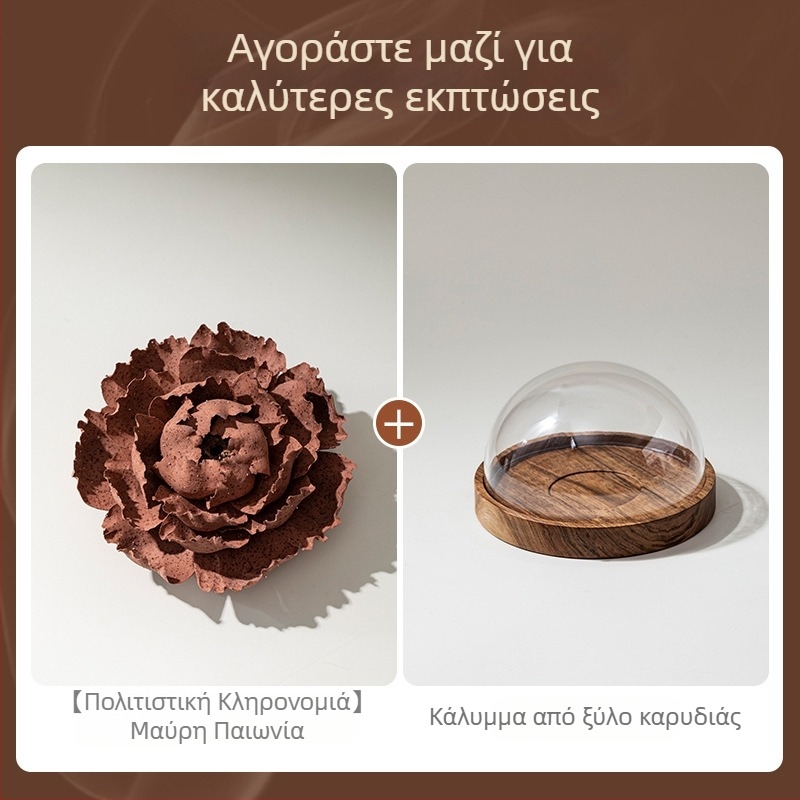 Hi Chun Χειροποίητο πορσελάνινο άνθος πεονίας σε ζεν στυλ — διαχύτης ινσένς και αρωματοθεραπείας, κεραμικό διακοσμητικό
