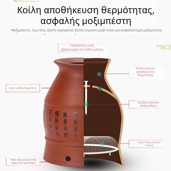 Διπλού επιπέδου κάδος για moxibustion από πορφυρή πηλό, κεραμικός κάδος