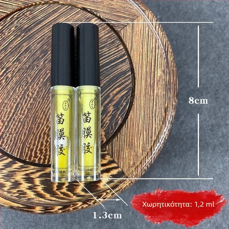 Υγρή κόλλα για μεμβράνες φλάουτου με άρωμα γιασεμί, μπουκάλι με πινέλο – εξαρτήματα μουσικού οργάνου