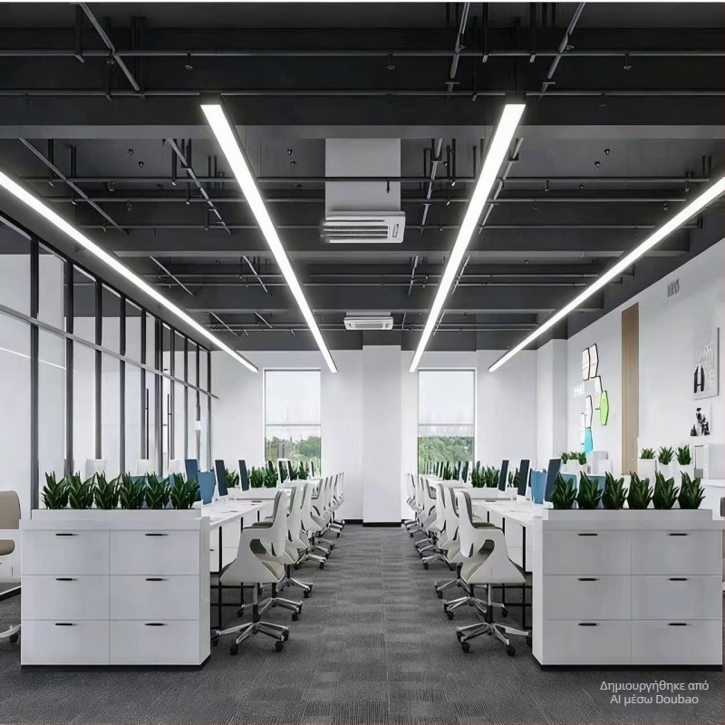 LED γραμμική λωρίδα για τετράγωνους αγωγούς, υπερ-φωτεινό κρεμαστό φως γραφείου και γυμναστηρίου, χωρίς ραφές