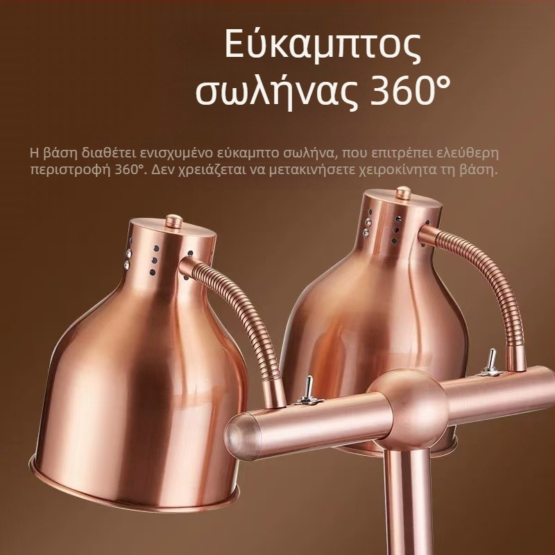 Μαρμάρινη λυχνία θέρμανσης φαγητών για ξενοδοχεία και εστιατόρια, θέρμανση πιάτων BBQ, εμπορική LED λυχνία, 500W, 220V, σώμα από αλουμινίου, 20 LED, 360°, CRI 85, λευκό/μαύρο μάρμαρο