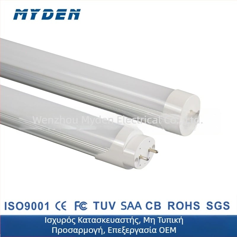 LED T8 φθοριστική σωληνά, μήκος 2,4 μ, σώμα από μισό αλουμίνιο και μισό πλαστικό, υψηλός φωτεινός ρεύματος, ευρύ φάσμα τάσεων, ΗΠΑ πρότυπο, FA8