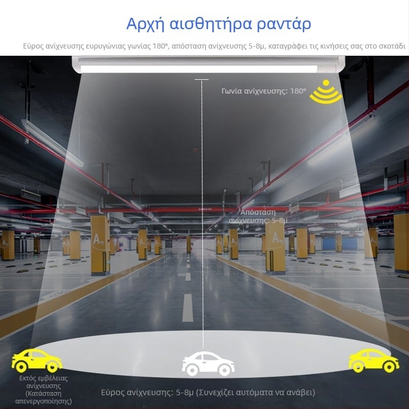 Τ8 LED σωλήνας με αισθητήρα ραντάρ μικροκυμάτων, μήκος 1,2 μ., υπερ-λαμπρός φωτισμός γκαράζ υπόγείου