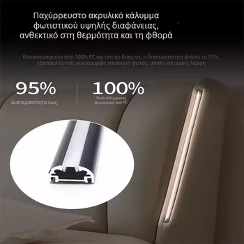 Έξυπνο νυχτερινό φως κομοδίνου με αφής διακόπτη, γραμμικός σχεδιασμός, 78 εκ., στιλ πολυτελείας