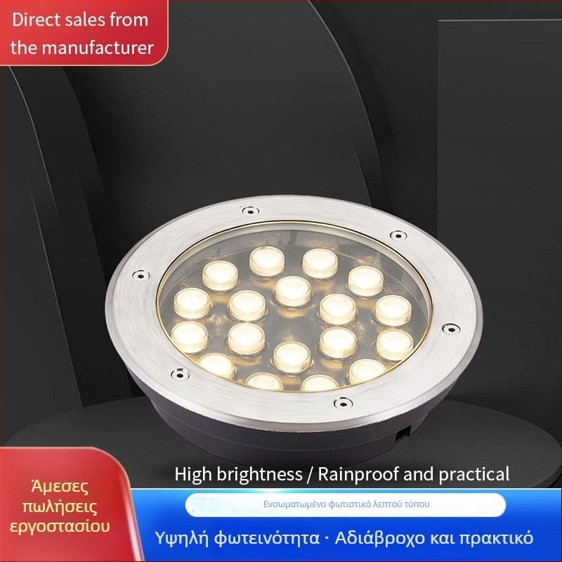 LED ενσωματωμένο υπερ-λεπτό υπόγειο φως εξωτερικού χώρου, αδιάβροχο φως εδάφους για πάρκα και πλατείες, κυκλικό κεντρικό φως