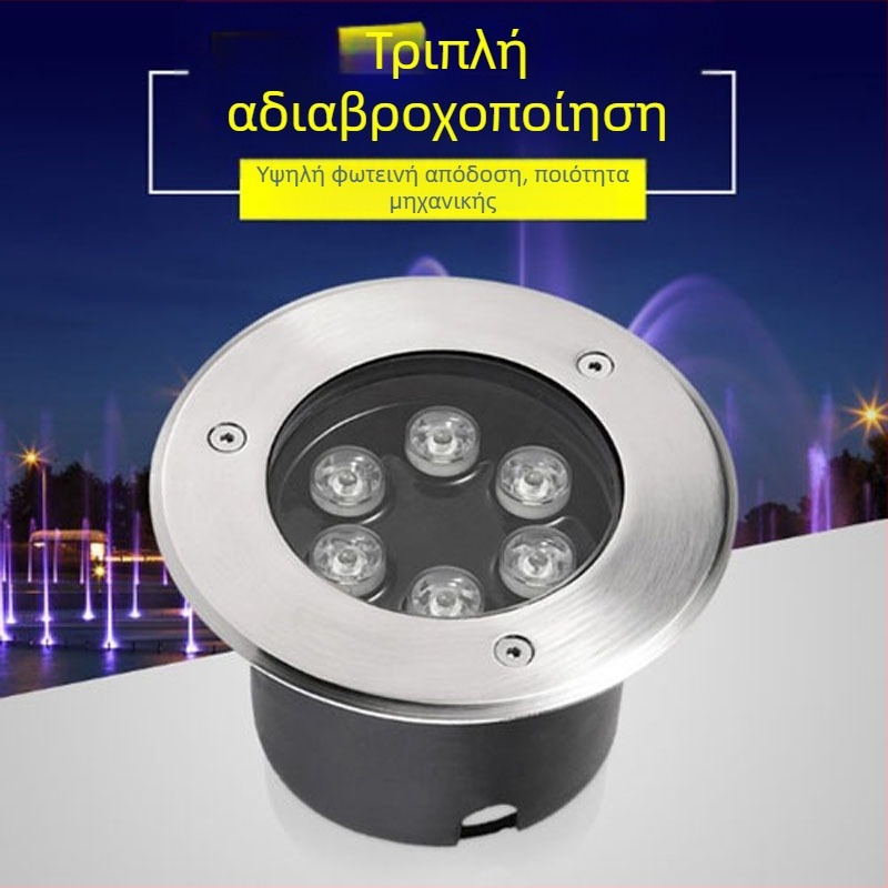 LED υπόγεινο φως, κυκλικό ενσωματωμένο φως σε έδαφος, εξωτερικό αδιάβροχο φωτιστικό από ανοξείδωτο ατσάλι για βήματα, με ρυθμιζόμενη γωνία