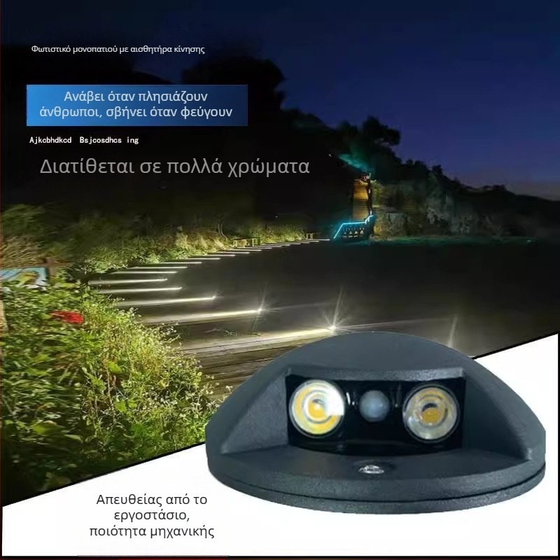 Εξωτερικό ενσωματωμένο φως διαδρομής με σχέδιο turtle-back, ανίχνευση κίνησης, IP65, κράμα αλουμινίου, 24V DC