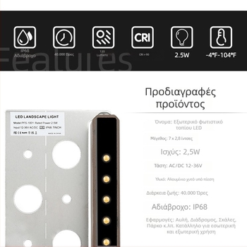 Εξωτερικά αδιάβροχα LED φωτιστικά κήπου για αυλές, διακοσμητικά φώτα κιγκλιδώματος και σκαλοπατιών, LED πάνελ με αλουμινένιο περίβλημα