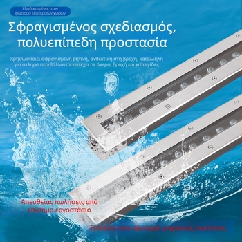 Εξωτερικό ενσωματωμένο LED φως δαπέδου, IP67, ανοξείδωτο ατσάλι, φωτισμός βημάτων και διαδρομών, 24 LED, 3000K, 2400 lm