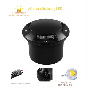 LED υπόγειο φως εξωτερικού χώρου, γωνιακό φως, πολωμένο φως βήματος, αδιάβροχος τύπος τοποθέτησης, 3W/9W Turtle-Back σχέδιο