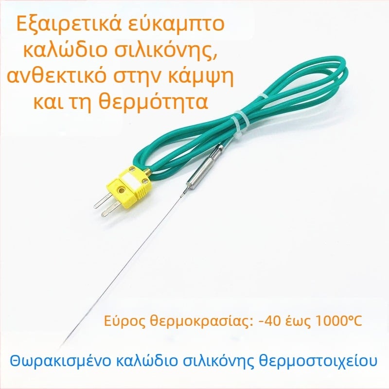 Θερμοζεύξη τύπου Κ με θωρακισμένο καλώδιο, πράσινη σιλικόνη μόνωση, αισθητήρας θερμοκρασίας και ζώνη μέτρησης, ακριβής μέτρηση θερμοκρασίας