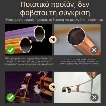 Ρωμαϊκή ράβδος κουρτινών από κράμα αλουμινίου – πλήρες σετ με στηρίγματα τροχιάς, διπλή ράβδος, διαχωριζόμενη ράβδος