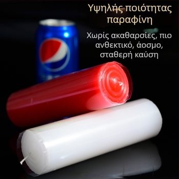 Οικιακό κερί έκτακτης ανάγκης για διακοπή ρεύματος, ανθεκτικό στον άνεμο, χωρίς καπνό, χρωματιστό, εξαιρετικά παχύ, μακράς καύσης, κέρινο προσφοράς για τον Βούδα — κόκκινο και λευκό