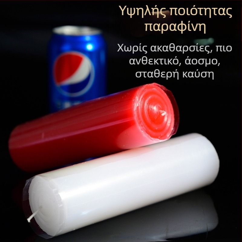 Οικιακό κερί έκτακτης ανάγκης για διακοπή ρεύματος, ανθεκτικό στον άνεμο, χωρίς καπνό, χρωματιστό, εξαιρετικά παχύ, μακράς καύσης, κέρινο προσφοράς για τον Βούδα — κόκκινο και λευκό