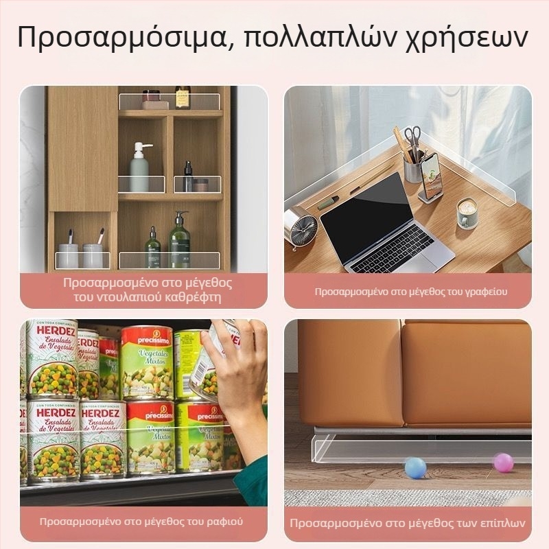 Διάφανο ακρυλικό ντουλάπι με καθρέφτη και διαχωριστικό σε σχήμα L για αποθήκευση καλλυντικών στο μπάνιο