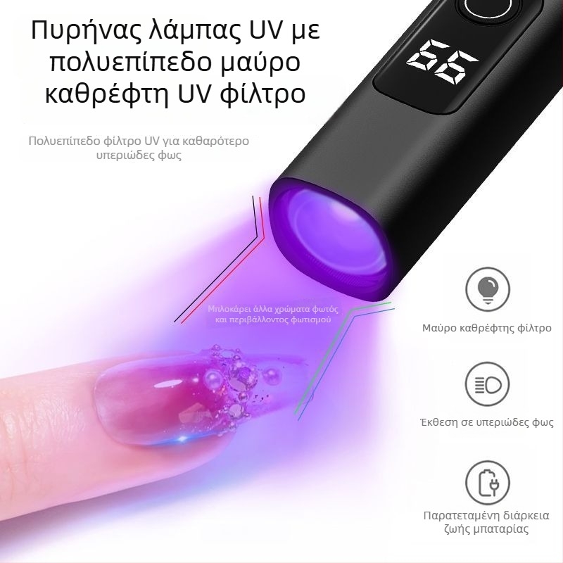 Φορτιζόμενη λάμπα νυχιών UV για gel μανικιούρ, συμπαγές μωβ φως