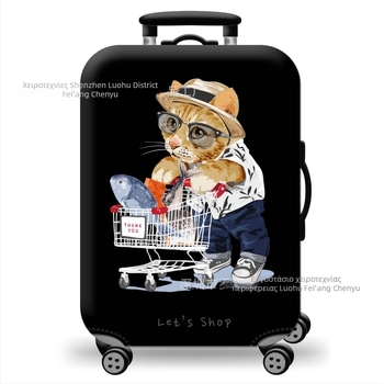 Κάλυμμα βαλίτσας με εκτύπωση, παχύτερο προστατευτικό κάλυμμα σκόνης για αποσκευές, ελαστική θήκη για τηλεσκοπική λαβή