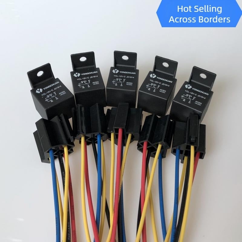 5 σετ YCL 1914, 12V 40A αυτοκίνηση ρελέ με καλωδιακή υποδοχή για σύστημα κόρνας κατά της κλοπής